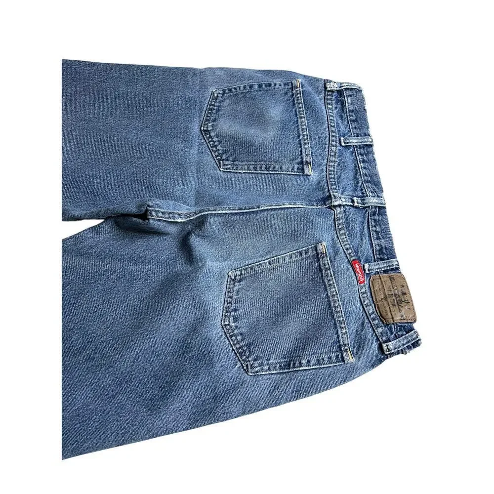 Vintage‎ Wrangler Jeans Mens Actual 34x28.5 Light Wash Straight Denim distress